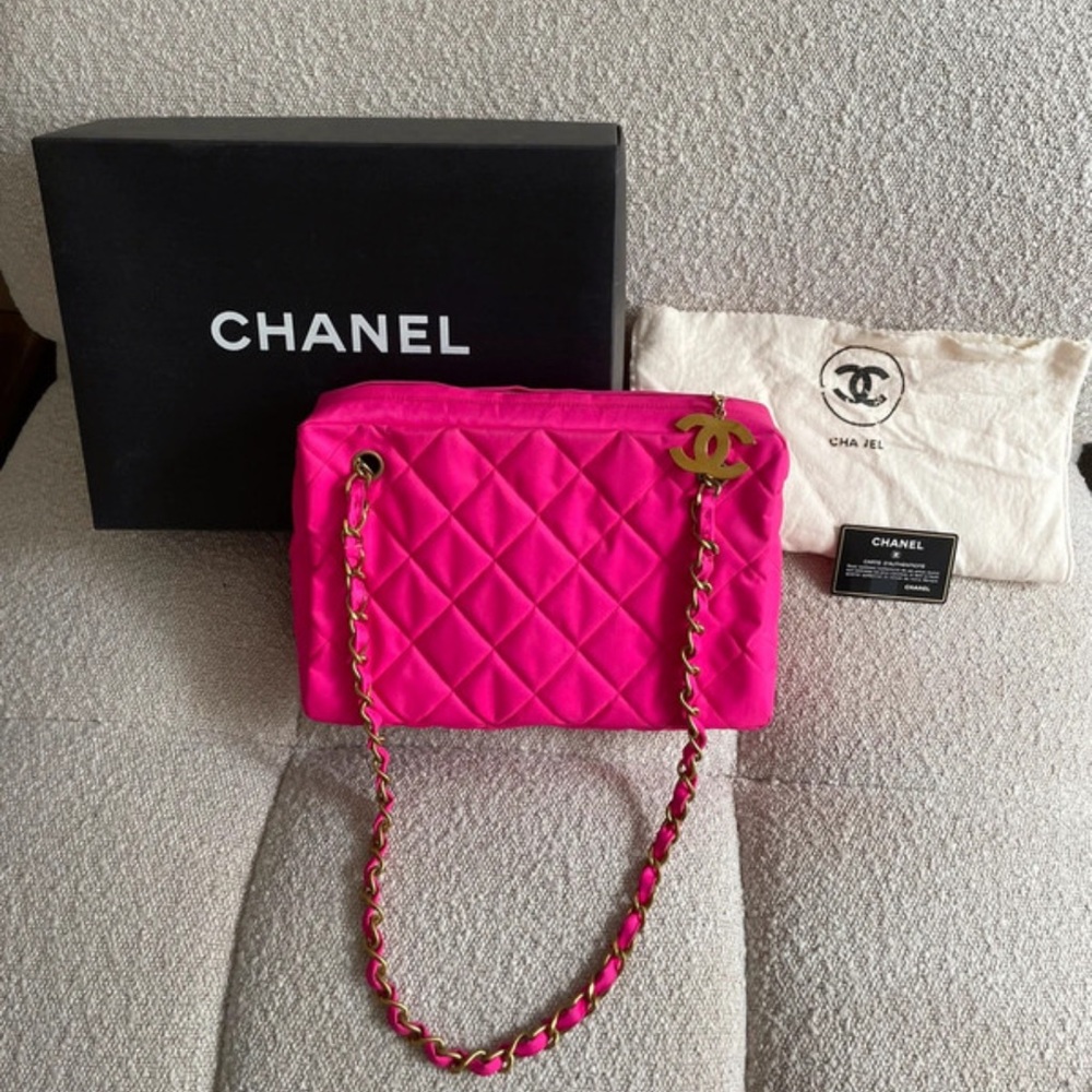 Chanel bag hot pink nylon